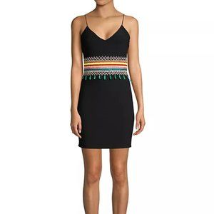 Alice & Olivia Loralee Embroidered Open-Back Fitted Dress